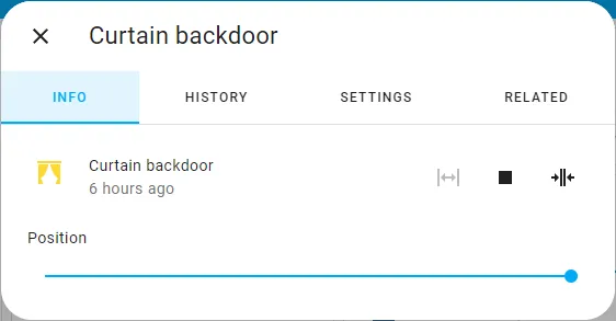 The IoT curtain in the Home Assistant front-end